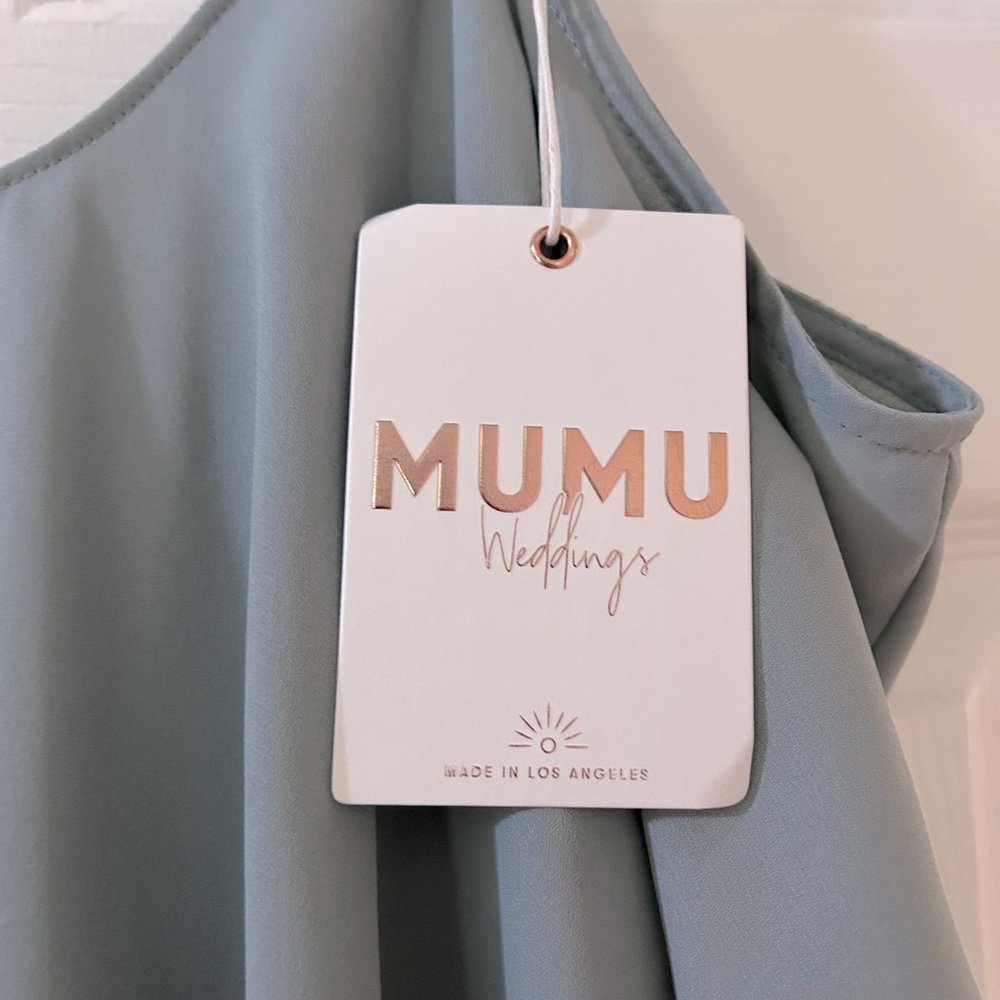Show Me Your MuMu Caitlin Ruffle Maxi Dress in Silver Sage Crisp - Picture 5 of 7